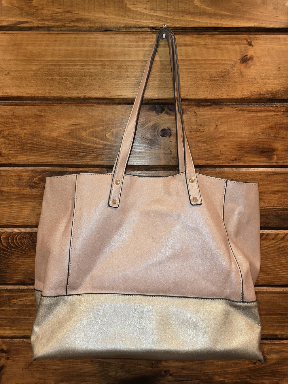 Lulu Dharma Classic Two-Tone Tote Bag in Blush and Metallic Gold